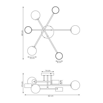 Ytmonterad taklampa HOLON 3xG9/8W/230V + 3xGX53/12W grå