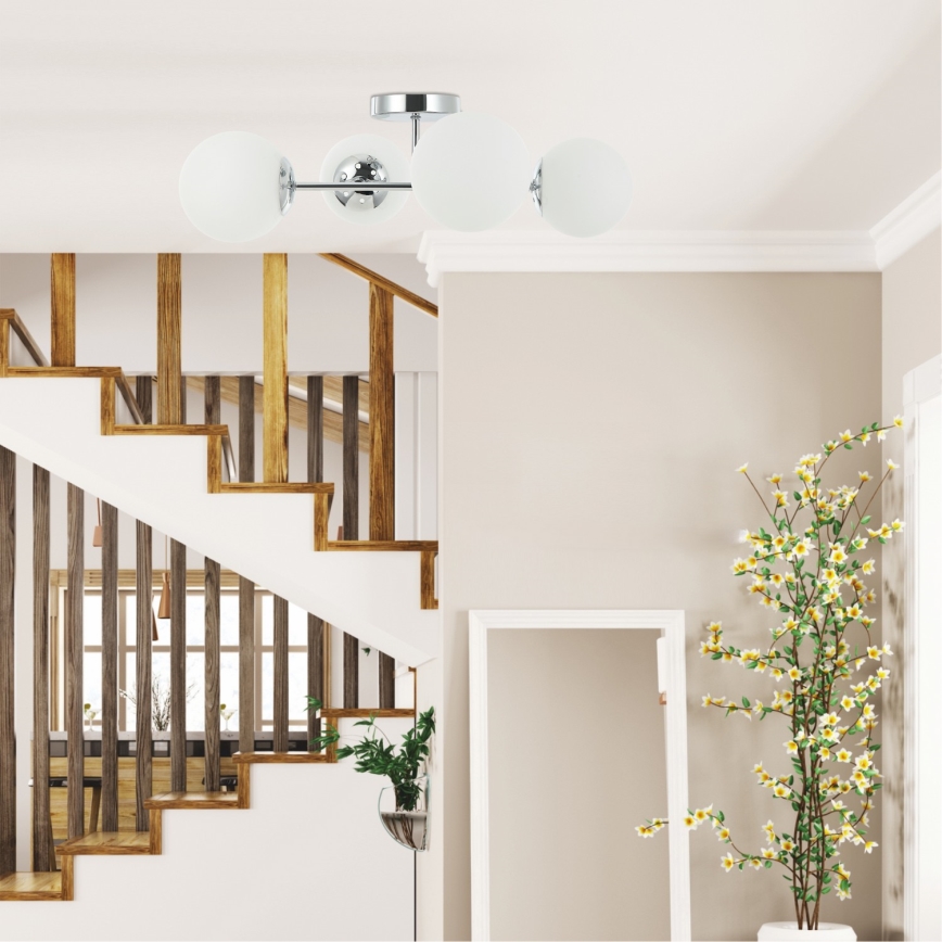 Ytmonterad taklampa MADDIE 4xE14/5W/230V, blank krom