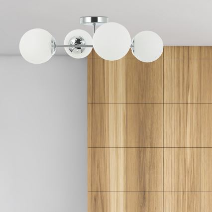 Ytmonterad taklampa MADDIE 4xE14/5W/230V, blank krom