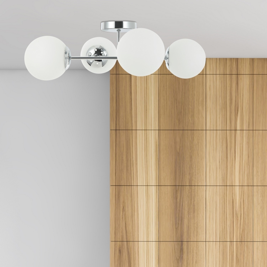 Ytmonterad taklampa MADDIE 4xE14/5W/230V, blank krom