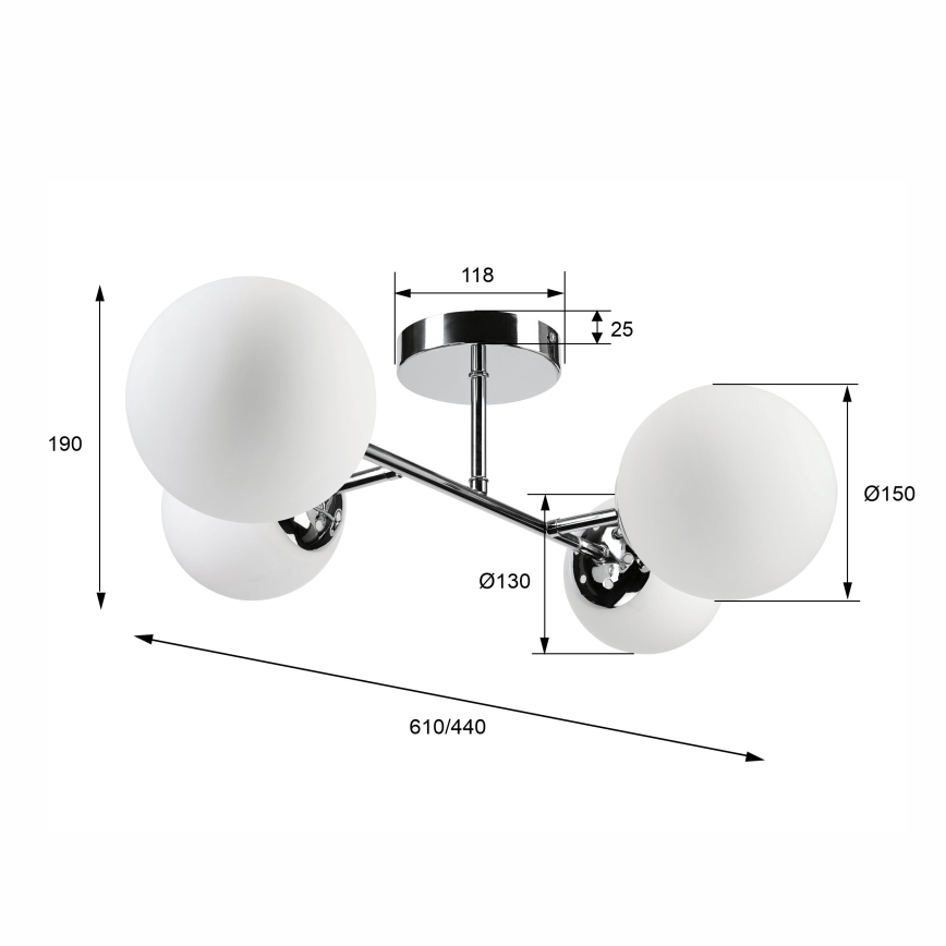 Ytmonterad taklampa MADDIE 4xE14/5W/230V, blank krom