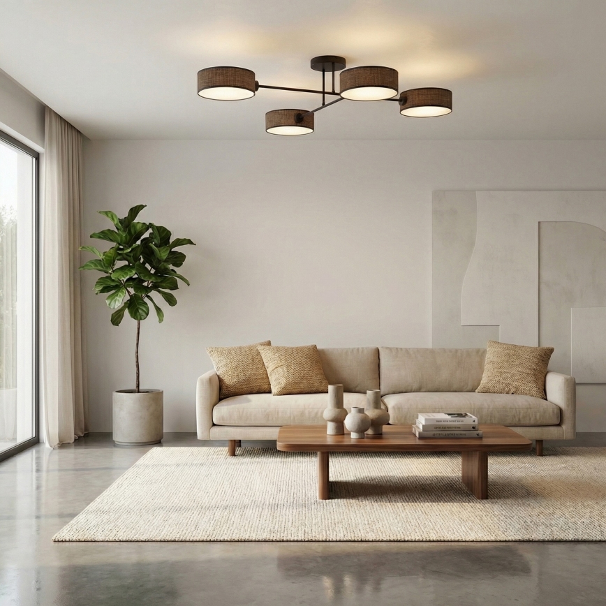 Ytmonterad taklampa MAGA 4xE14/10W/230V, brun