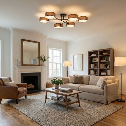 Ytmonterad taklampa MAGA 6xE14/10W/230V brun