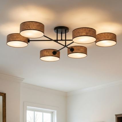 Ytmonterad taklampa MAGA 6xE14/10W/230V brun