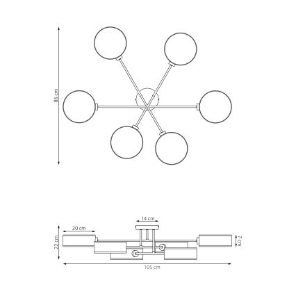 Ytmonterad taklampa MAGA 6xE14/10W/230V brun