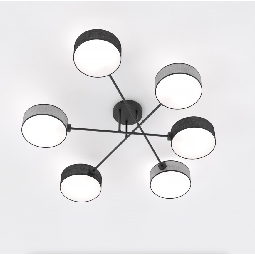 Ytmonterad taklampa MAGA 6xE14/10W/230V svart/grå