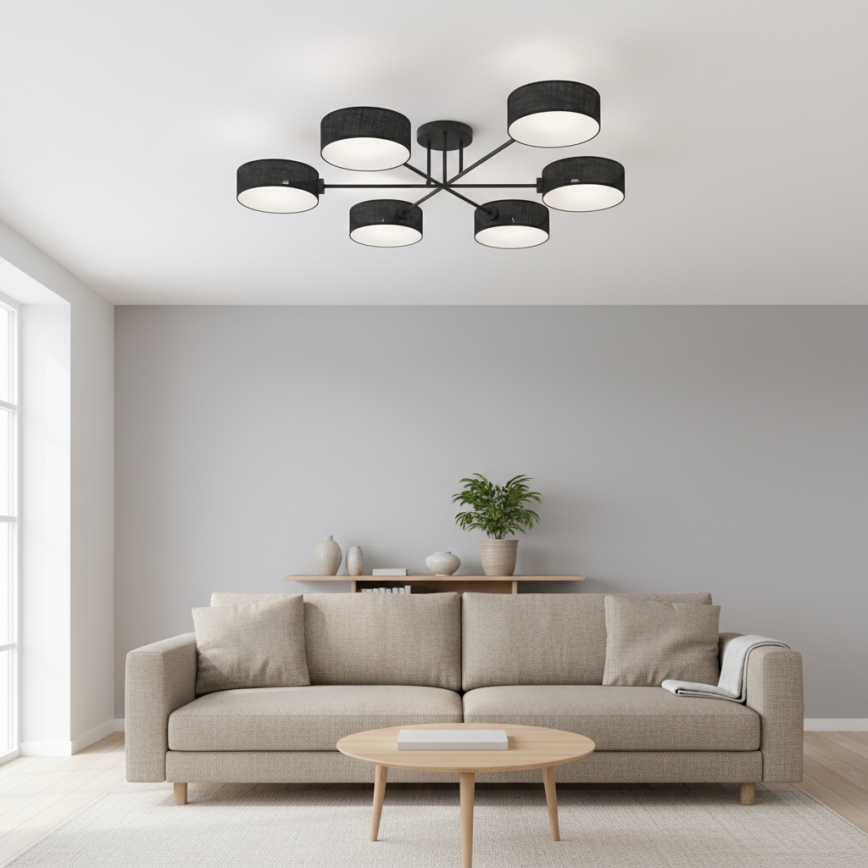 Ytmonterad taklampa MAGA 6xE14/10W/230V svart