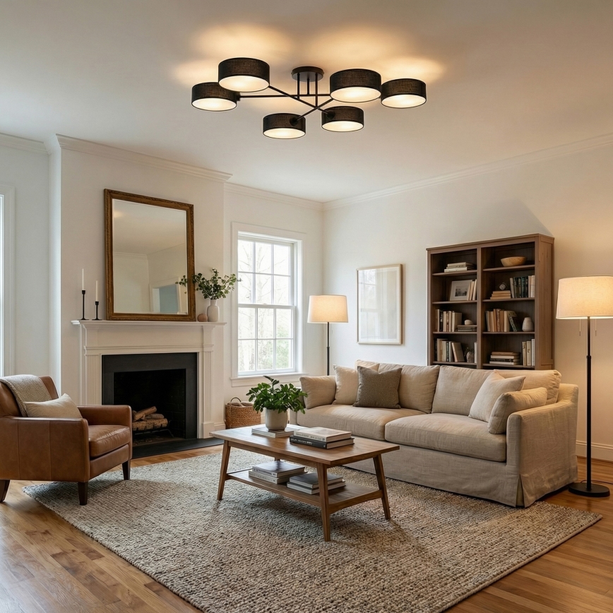 Ytmonterad taklampa MAGA 6xE14/10W/230V svart