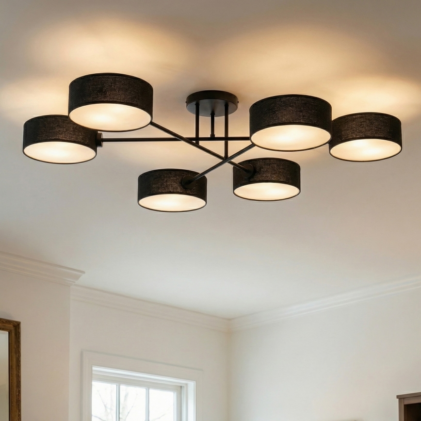Ytmonterad taklampa MAGA 6xE14/10W/230V svart
