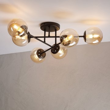 Ytmonterad taklampa MALENA 6xE14/5W/230V brun/rökbeige