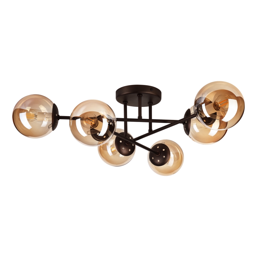 Ytmonterad taklampa MALENA 6xE14/5W/230V brun/rökbeige