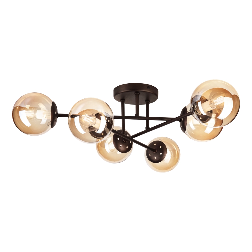 Ytmonterad taklampa MALENA 6xE14/5W/230V brun/rökbeige