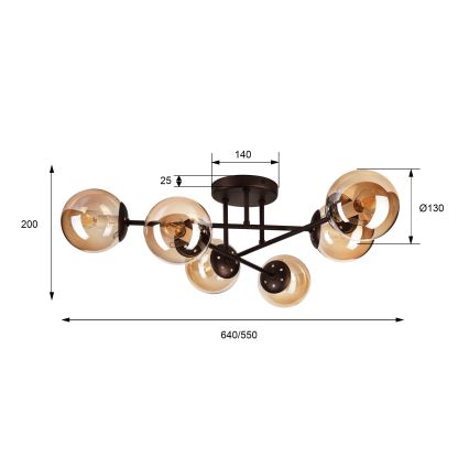 Ytmonterad taklampa MALENA 6xE14/5W/230V brun/rökbeige
