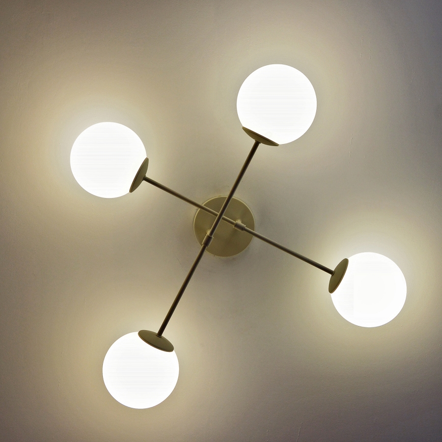 Ytmonterad taklampa MOON 4xE27/15W/230V krämfärgad