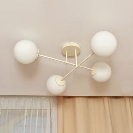 Ytmonterad taklampa MOON 4xE27/15W/230V krämfärgad