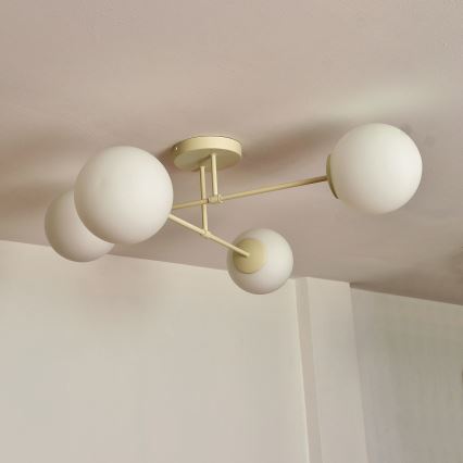 Ytmonterad taklampa MOON 4xE27/15W/230V krämfärgad