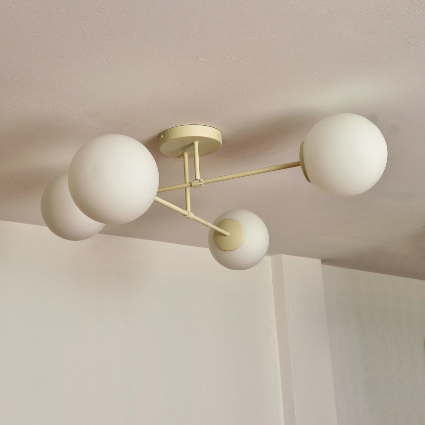 Ytmonterad taklampa MOON 4xE27/15W/230V krämfärgad