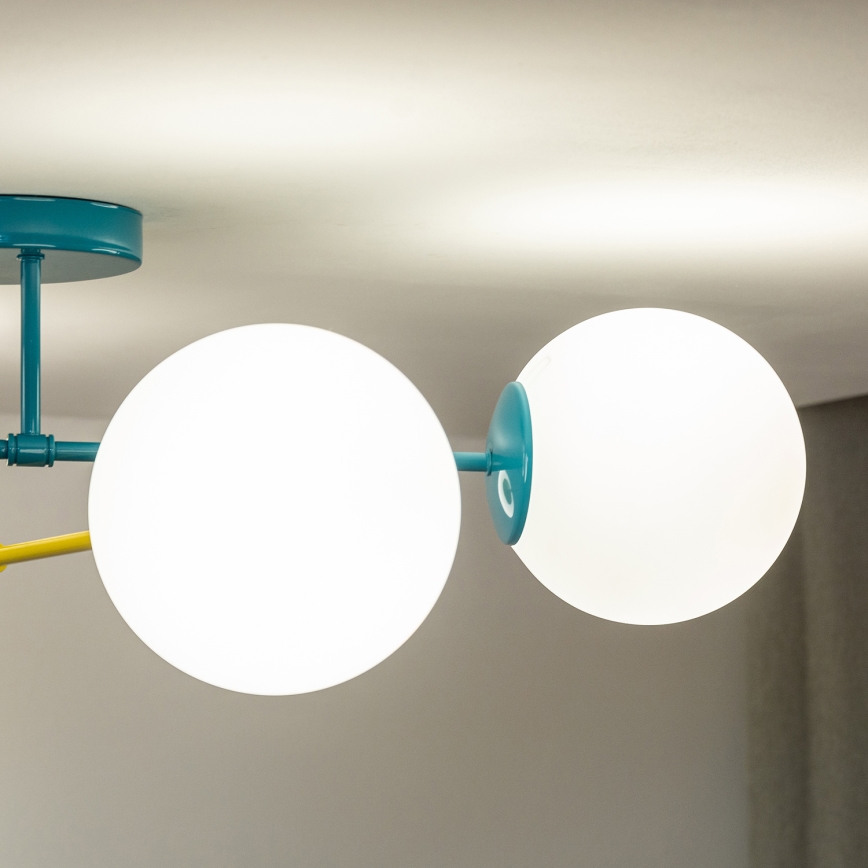 Ytmonterad taklampa MOON 4xE27/15W/230V turkos/gul