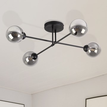 Ytmonterad taklampa OBSIDIAN 4xG9/10W/230V svart/rökgrå