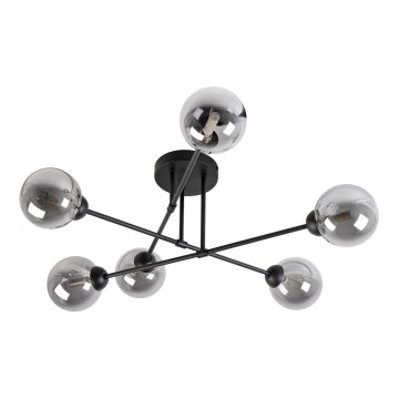Ytmonterad taklampa OBSIDIAN 6xG9/10W/230V svart/rökgrå