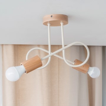 Ytmonterad taklampa OXFORD 2xE27/15W/230V furu/krämvit