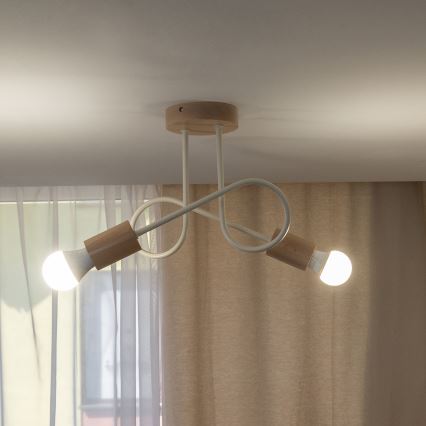 Ytmonterad taklampa OXFORD 2xE27/15W/230V furu/krämvit