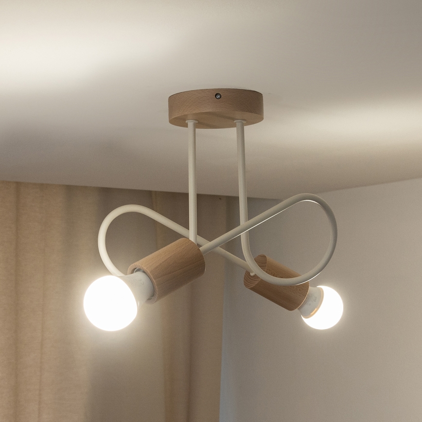 Ytmonterad taklampa OXFORD 2xE27/15W/230V furu/krämvit