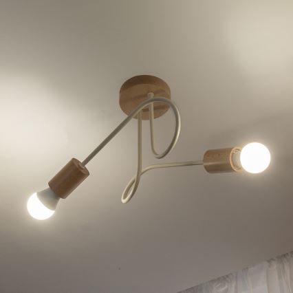 Ytmonterad taklampa OXFORD 2xE27/15W/230V furu/krämvit