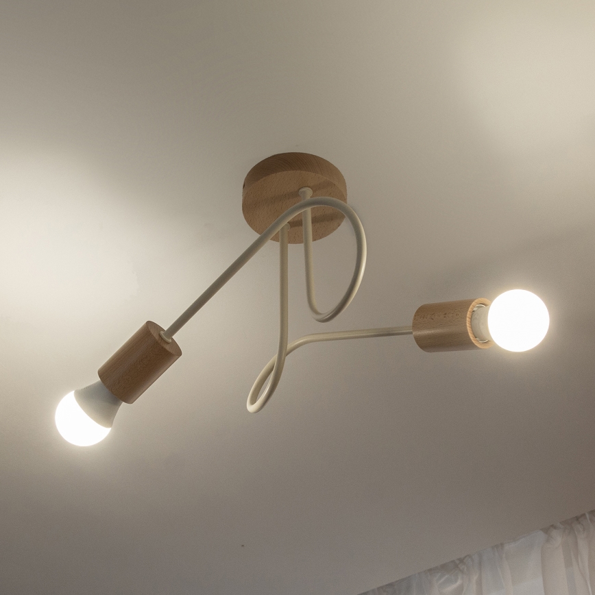 Ytmonterad taklampa OXFORD 2xE27/15W/230V furu/krämvit