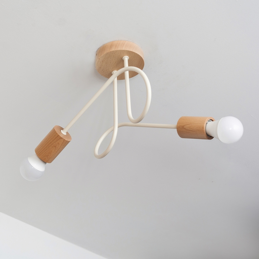 Ytmonterad taklampa OXFORD 2xE27/15W/230V furu/krämvit