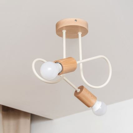 Ytmonterad taklampa OXFORD 2xE27/15W/230V furu/krämvit