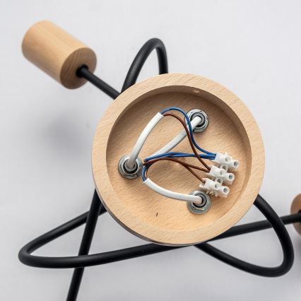 Ytmonterad taklampa OXFORD 3xE27/15W/230V furu/svart