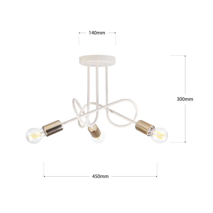 Ytmonterad taklampa OXFORD 3xE27/15W/230V mässing/vit