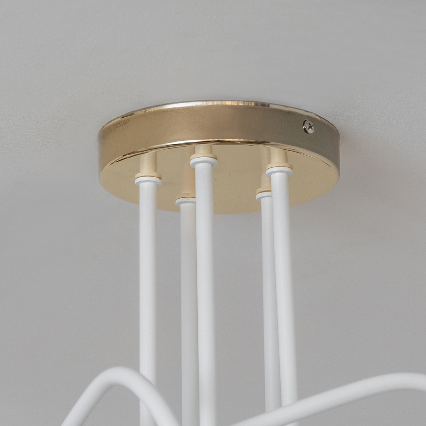 Ytmonterad taklampa OXFORD 5xE27/15W/230V guld/vit