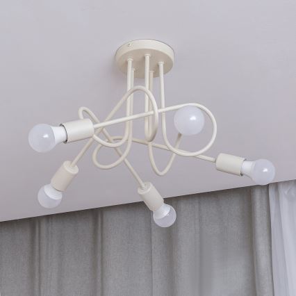 Ytmonterad taklampa OXFORD 5xE27/15W/230V krämfärgad