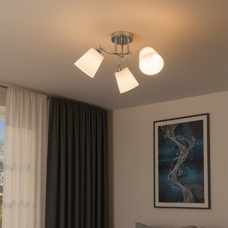 Ytmonterad taklampa PAFOS, 3xE27/15W/230V, polerad krom