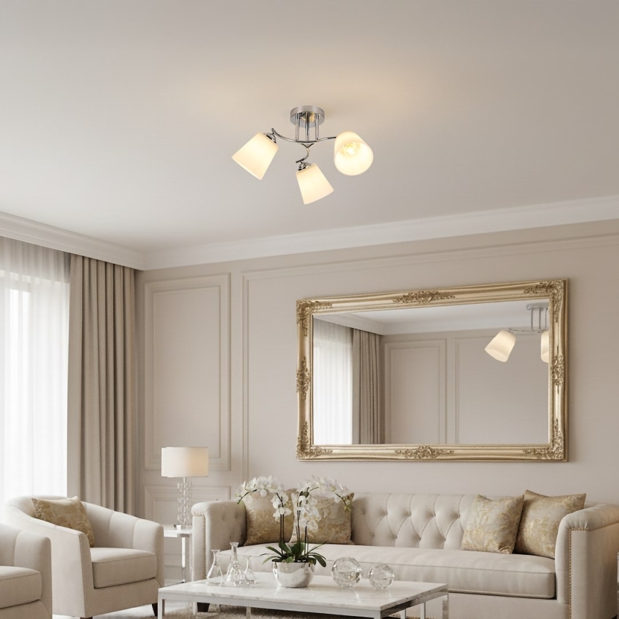 Ytmonterad taklampa PAFOS, 3xE27/15W/230V, polerad krom