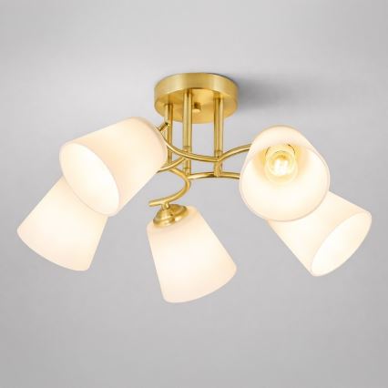 Ytmonterad taklampa PAFOS 5xE27/15W/230V guldig