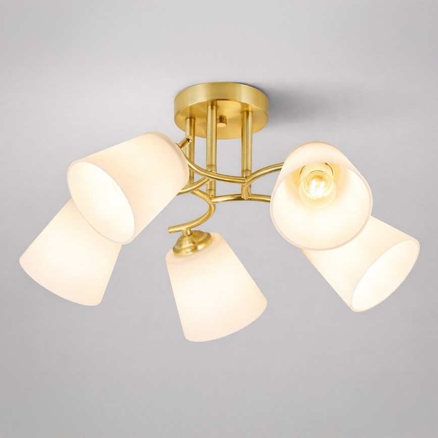 Ytmonterad taklampa PAFOS 5xE27/15W/230V guldig