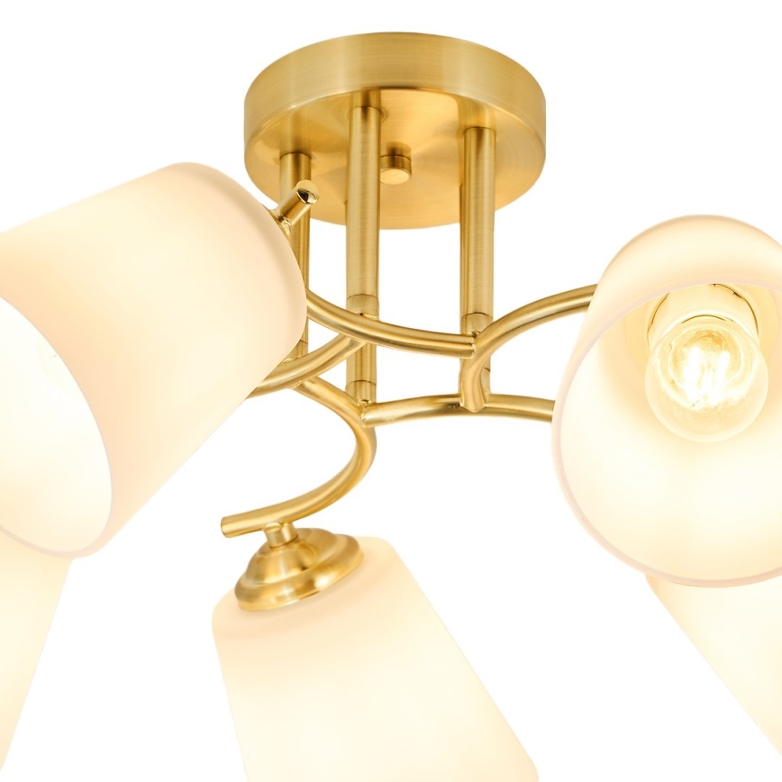 Ytmonterad taklampa PAFOS 5xE27/15W/230V guldig
