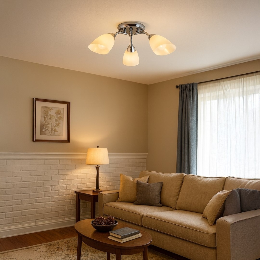 Ytmonterad taklampa PORTOS 3xE14/10W/230V i polerad krom