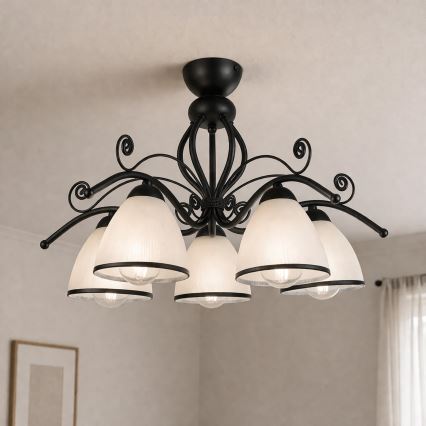 Ytmonterad taklampa RETRO 5xE27/60W/230V svart/vit