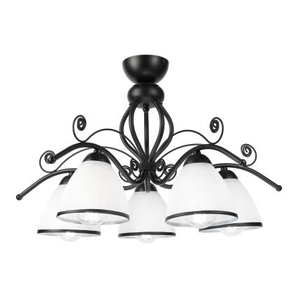 Ytmonterad taklampa RETRO 5xE27/60W/230V svart/vit