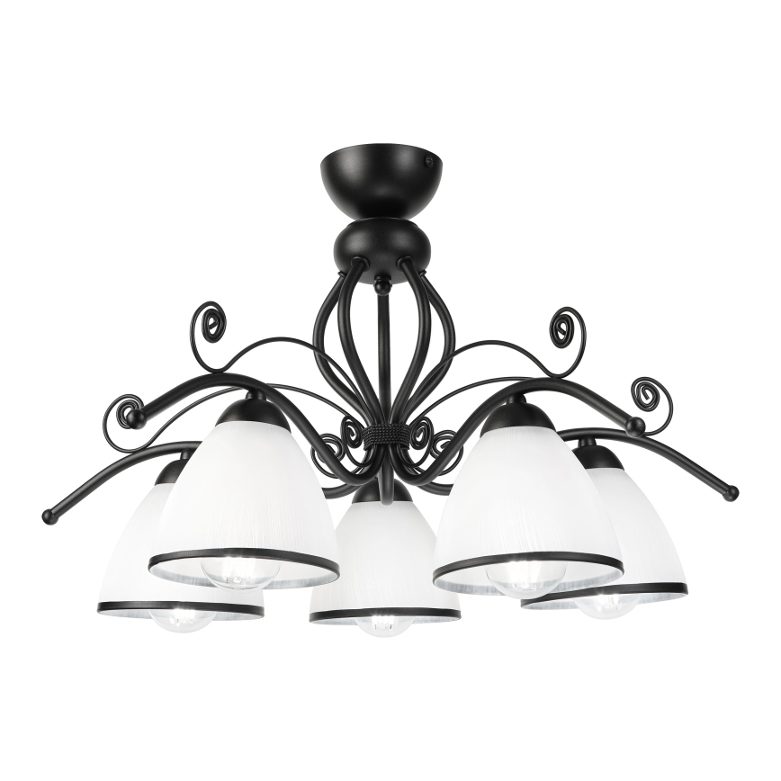 Ytmonterad taklampa RETRO 5xE27/60W/230V svart/vit
