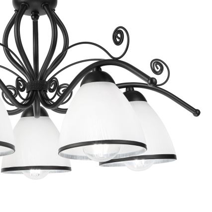 Ytmonterad taklampa RETRO 5xE27/60W/230V svart/vit