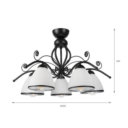 Ytmonterad taklampa RETRO 5xE27/60W/230V svart/vit