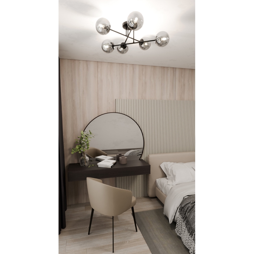 Ytmonterad taklampa ROMA 6xE14/10W/230V svart/rökfärgad