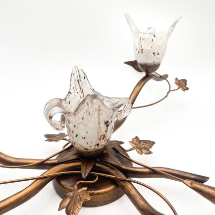 Ytmonterad taklampa ROZETA 4xE14/40W/230V, brons