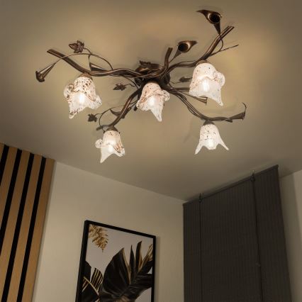 Ytmonterad taklampa ROZETA 5xE14/40W/230V brons