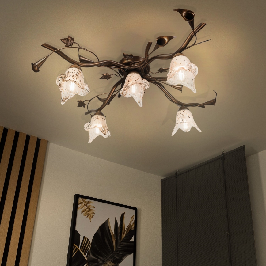 Ytmonterad taklampa ROZETA 5xE14/40W/230V brons